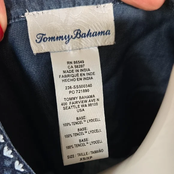 Tommy Bahama Black and Blue Tiered Sundress with Bell Sleeves - Picture 3 of 6